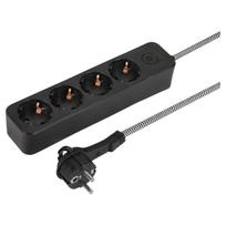 Buitinis ilgintuvas su įžeminimu, 3 x 1.5 mm, 1.5 m, 4 lizdų, juodas