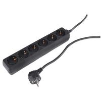 Buitinis ilgintuvas su įžeminimu, 3 x 1.5 mm, 1.5 m, 6 lizdų, juodas