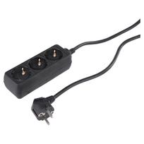 Buitinis ilgintuvas su įžeminimu, 3 x 1.5 mm, 1.5 m, 3 lizdų, juodas