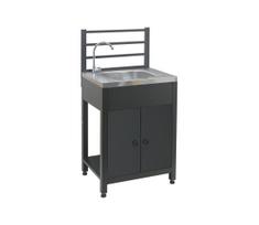 Lauko modulinis stalas su kriaukle 60x47x123 cm juodas/nerūdijančio plieno