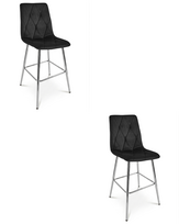 Hocker Libra - Juodas Aksomas / Chromuotos Kojos X 2