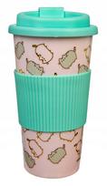 Kelioninis puodelis Pusheen PUSH9800, plastikas, 10 cm, 0.45 l, Ø 0.45 cm, žalia sp./rožinė sp.