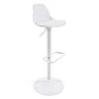 Matinės baltos spalvos iš dirbtinės odos baro taburetė reguliuojamo aukščio (sėdynės aukštis 60 cm) Orlando-T – Kave Home