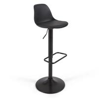 Matinės juodos spalvos iš dirbtinės odos baro taburetė reguliuojamo aukščio (sėdynės aukštis 60 cm) Orlando-T – Kave Home