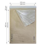 Popierinis vokas su burbuline plėvele K/20, 370x480+50 (350x470) mm, rudas