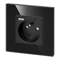 Įrankiai ir matavimo prietaisai // Įrankių, priedų naujienos // Gniazdo pojedyncze 2P+Z, USB-A + USB-C, PD, max. 20W, czarny