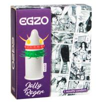 Kietas stimuliuojantis prezervatyvas Egzo Jolly Roger 1 vnt.