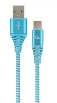 GEMBIRD CC-USB2B-AMCM-2M-VW Gembird Premium medvilninis pintas Type-C USB įkrovimo ir duomenų laidas,2m,mėlynas/baltas