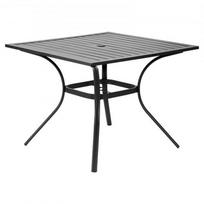 Lauko valgomojo stalas, 94x94x73.5 cm, juodas, metalas plienas