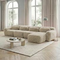 L formos modulinė sofa, pliušinis audinys, 4 vietų, be montavimo