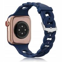 „BestAccessories" silikoninis dirželis laikrodžiui A. Watch 4 5 6 7 8 9 10 11 SE 40 mm 41 mm 42 mm, tamsiai mėlynas