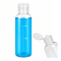 Skaidrus 100 ml kelioninis matavimo butelis su plokštumos gradacija
