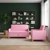 Sofa Sofos komplektas su saugojimu 2 vnt. Rožinė Poliesteris