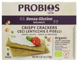 Ekologiški traškūs krekeriai su avinžirniais, lęšiais, žirniais, be glitimo, 110 g