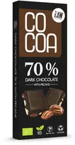 Ekologiškas juodasis šokoladas 70 % su PEKANO riešutais, 40 g, COCOA