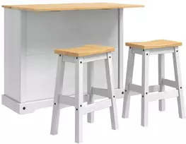 Virtuvės salos komplektas 3 pcs Balta ir medaus vašku
