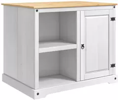Virtuvės vežimėlis 2 pcs Balta ir medaus vašku Kietas pušis