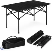 Sulankstomas stovyklavimo stalas 95×55 cm su nešiojimo krepšiu, juodas, MultiGarden