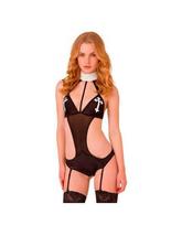 Erotinis kostiumas Not so holy Nun Roleplay, S/M, juodas, S/M