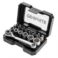 Graphite 56h610: 24 vnt. bitų ir lizdų rinkinys su terkšle