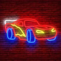 Automobilio lenktynių neoninis ženklas