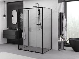 Mexen Exo-3S dušo kabina 3 sieninė stumdomoji 140 x 90 cm, skaidri, juoda - 8152-140-090-70-00-3S