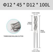 Trijų ašmenų freza Φ12x45x100L, volframo plienas, 12*D12*100L