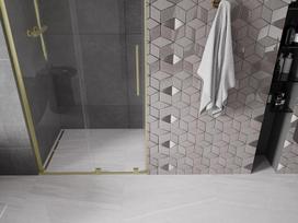 Mexen Velar L stumdomos dušo durys 90 cm, skaidrios, auksinės matinės - 871-090-003-01-55