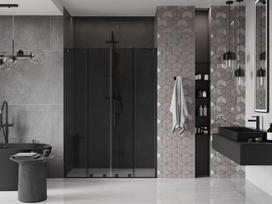 Mexen Velar Duo stumdomos dušo durys 160 cm, grafitas, juodos - 871-160-000-42-70