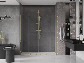 Mexen Velar L Duo stumdomos dušo durys 170 cm, skaidrios, auksinės - 871-170-003-02-50