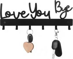 Sieninė raktų kabykla su 6 kabliukais, „Love You Bye“ dizainas 1 vnt