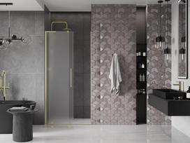 Mexen Velar L stumdomos dušo durys 90 cm, matinės, šlifuotas auksas - 871-090-003-31-55