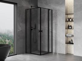 Mexen Mist Duo atveriama dušo kabina 120 x 120 cm, juodas rėmėlis, juoda - 8A4-120L-120P-70-70