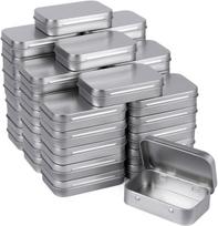 Metalinės miniatiūrinės dėžutės su vyriais, sidabrinės, 40 vnt., 3,5x2,5x0,8 colio - 1 rinkinys