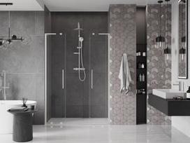Mexen Velar L Duo stumdomos dušo durys 140 cm, skaidrios, šlifuotas nikelis - 871-140-003-02-97