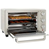 Mini krosnelė Mini orkaitė, maža 21 l orkaitė-skrudintuvas su 1 vieliniu grotelių rėmu ir 1 kepimo skarda, 3 kepimo režimai, 100 °C–230 °C, nerūdijantis plienas, stiklas, kreminė balta spalva