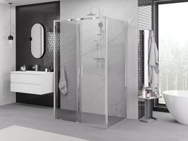 Mexen Exo-3S trijų sienelių stumdomas dušo kabinas 145 x 85 cm, permatoma, chromas - 8151-145-085-01-00-3S