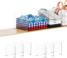 Akriliniai lentynų skirtukai spintai, skaidrūs organizatoriai 6 vnt