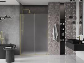Mexen Velar stumdomos dušo durys 140 cm, šerkšnas, auksinis šlifuotas - 871-140-000-31-55