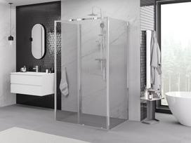 Mexen Exo-3S 3 sienelių stumdomas dušo kabina 130 x 75 cm, skaidrus, chromas - 8151-130-075-01-00-3S