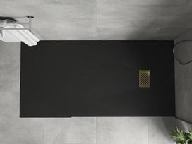 Mexen Hugo stačiakampis dušo padėklas SMC 170 x 80 cm, juodas, auksinė danga - 42708017-G, 170 x 80 cm
