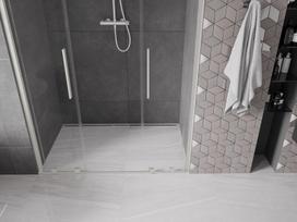 Mexen Velar L Duo stumdomosios dušinės durys 150 cm, permatomos, šlifuotas nikelis - 871-150-003-02-97