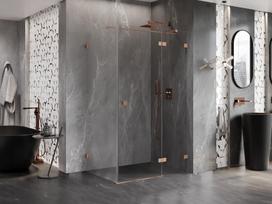 Mexen Lunar T dešinės pusės dušo kabina 120 x 90 cm, skaidri, šlifuotas varis - 834T-120-090-65-00-P