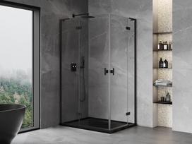 Mexen Mist-H L Duo kabina dušo kabina su kairine atsidarančia durimis 120 x 100 cm, skaidri, juoda - 8A5L-120L-100P-70-00