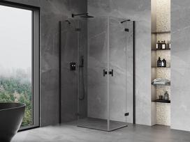 Mexen Mist-H Duo kairinis varstomas dušo kabina 120 x 80 cm, skaidrus, juoda - 8A5-120L-080P-70-00