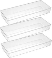 Plastikiniai stalo įrankių dėklas– Skliudus, matomi, priedams ir makiažo produktams, 15"x6", 3 vnt.