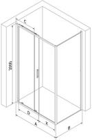 Mexen Exo stiklinės dušo kabinos šoninės durys 155 x 90 cm, skaidrios, juodos - 8151-155-090-70-00