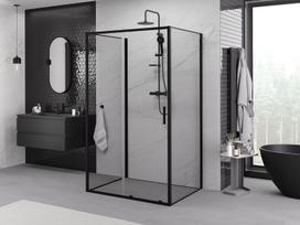 Mexen Exo-3S 3-sienų stumdomas dušo kabinas 110 x 95 cm, skaidrus, juodas - 8151-110-095-70-00-3S