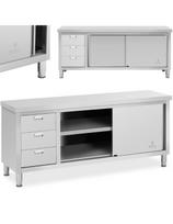 Centrinis stalviršis su stumdomų durų spintele ir 3 stalčiais 200 x 60 x 85 cm