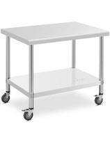 Metalinis gastronominis stalas ant ratukų su lentyna PLIENAS 70 x 100 cm